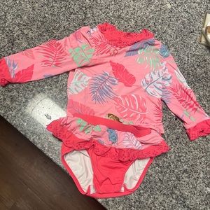 The Beaufort bonnet company (TBBC) 12-18 months pink rash guard SPF swimsuit